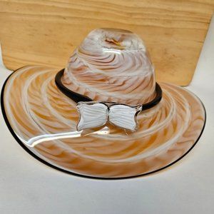 Vintage 80s Hand-blown Glass Hat Candy Dish or Decor